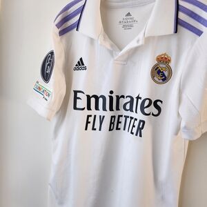 adidas Real Madrid Kids Jersey in White & Purple Accents